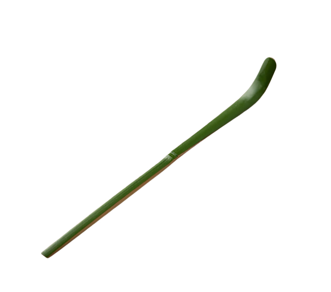Green Painted Chashaku Japanese Bamboo Spoon for Matcha Powder