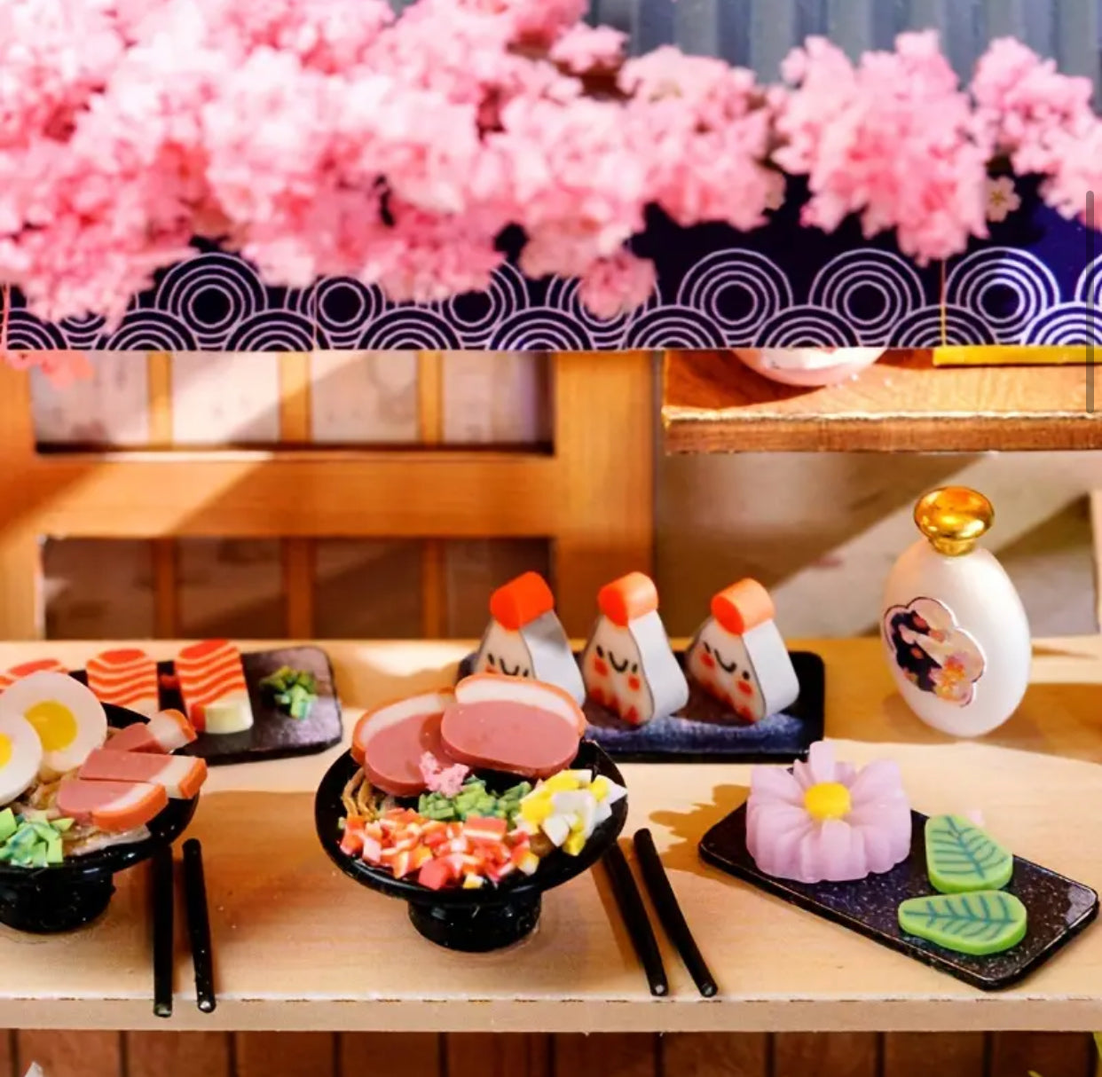 DIY Miniature House 3D Puzzle Model Cherry Blossom Japanese Ramen Noodle Shop