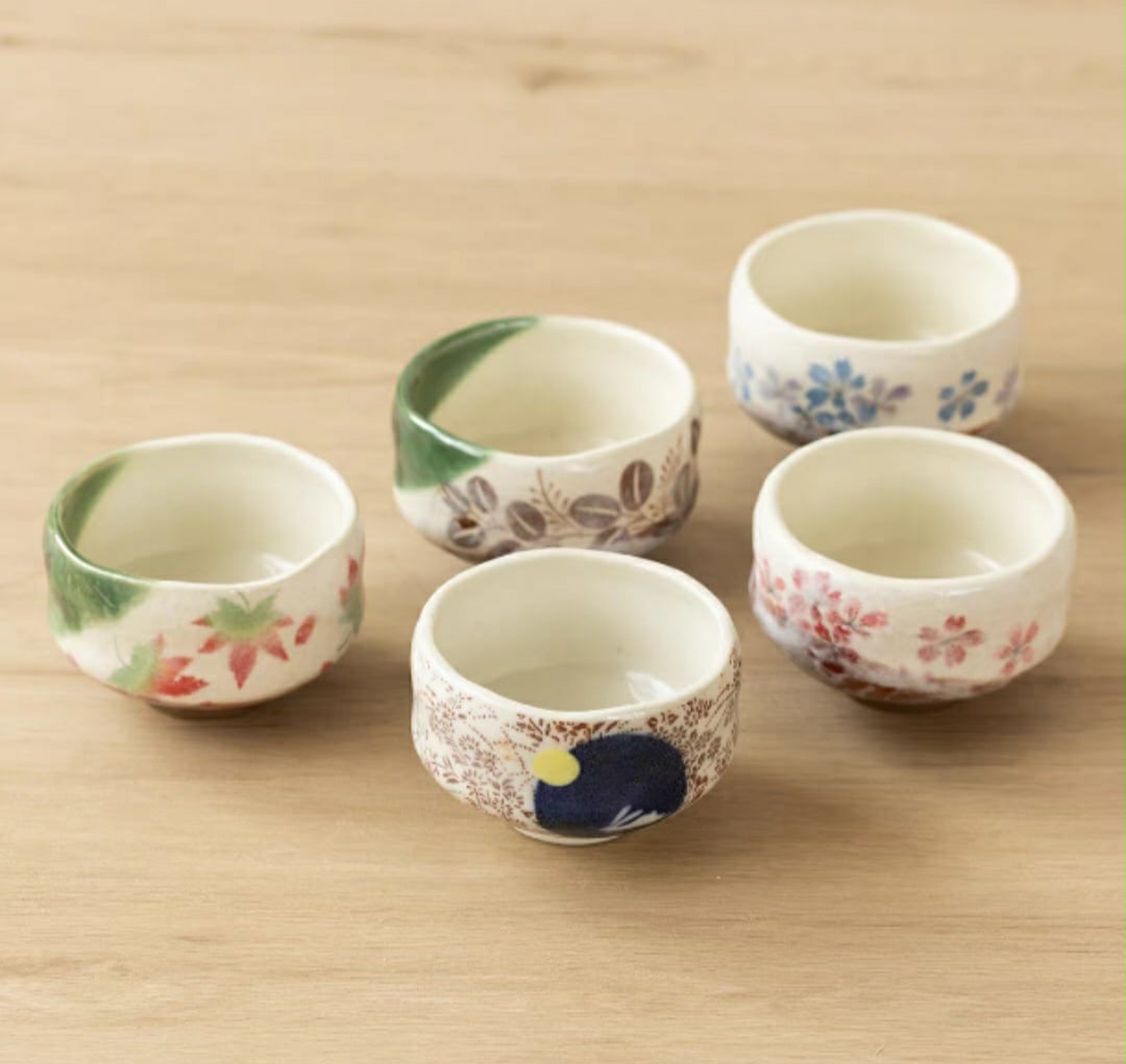 Hatsuichi Small Mino ware Bowl Blue Cherry Blossom