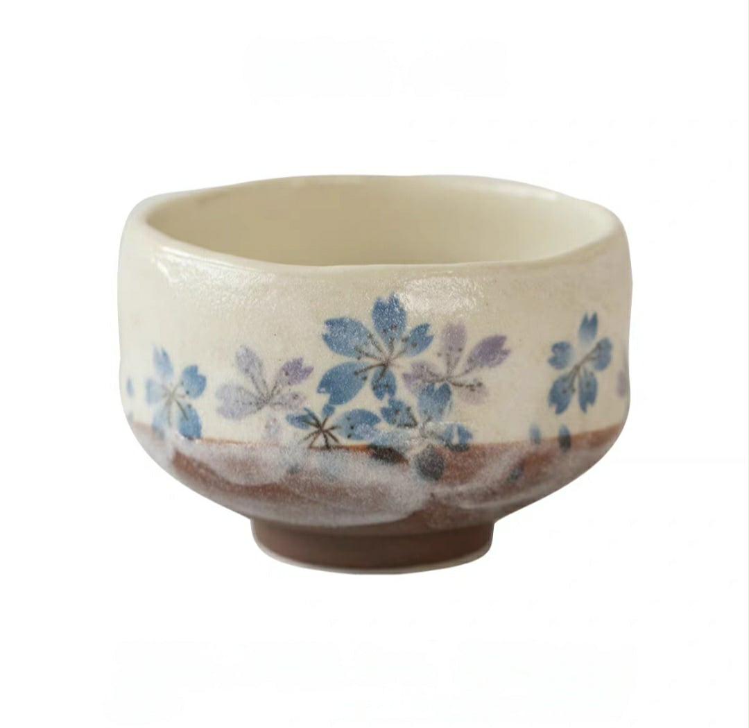 Hatsuichi Small Mino ware Bowl Blue Cherry Blossom