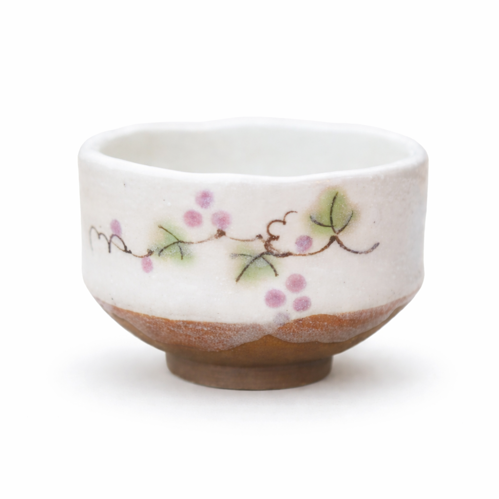 Hatsuichi Small Mino ware Bowl Purple Berry Vine