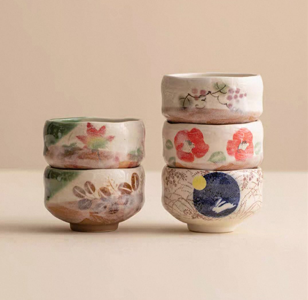 Hatsuichi Small Mino ware Bowl Moon And Rabbit