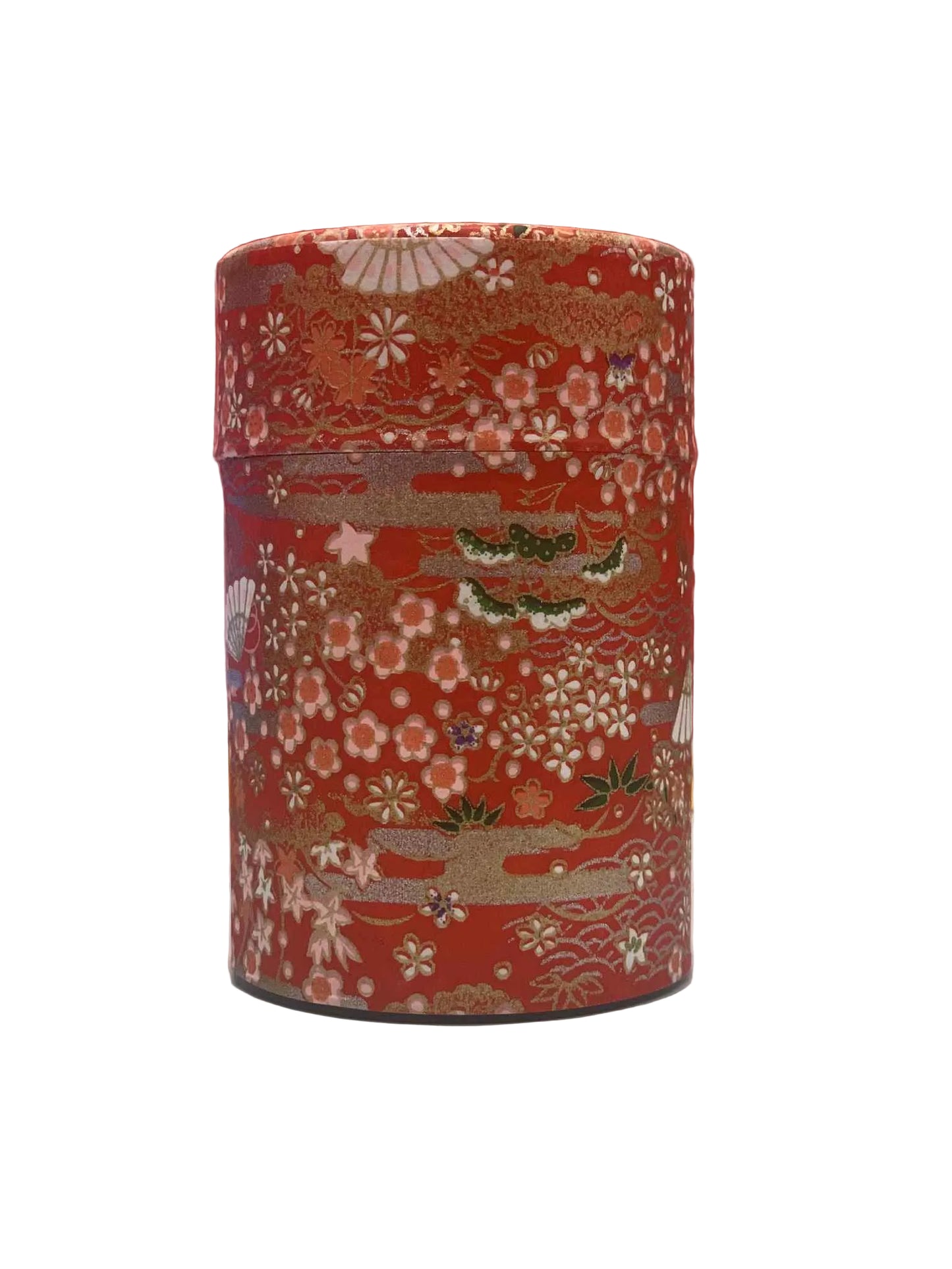 KOTODO Red Sakura Florals Washi Tea Canister 100g