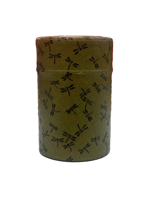 KOTODO Green Dragonflies Washi Tea Canister 100g