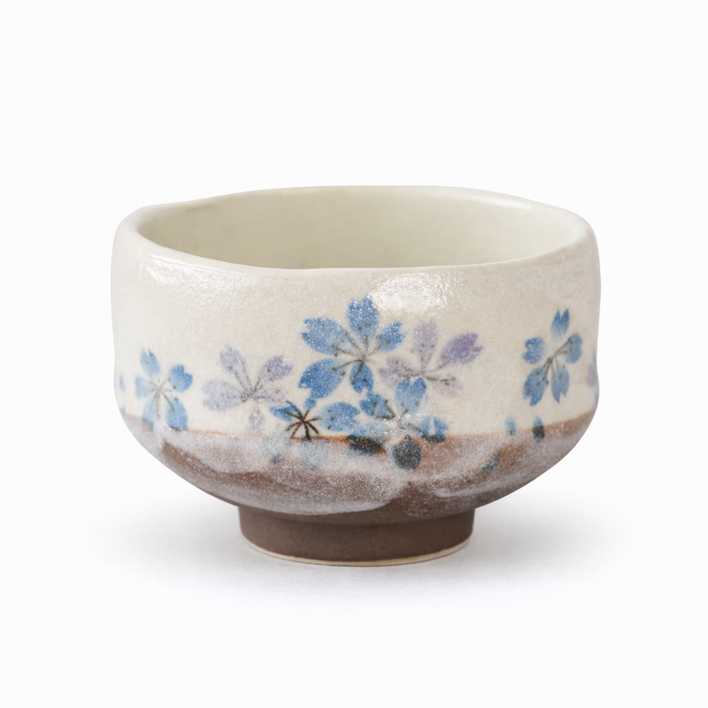 Hatsuichi Small Mino ware Bowl Blue Cherry Blossom