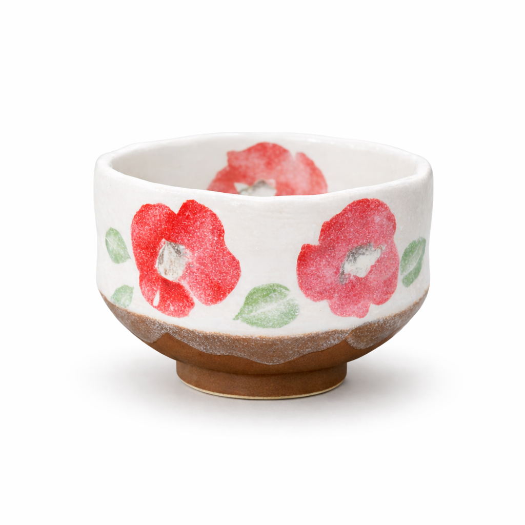 Hatsuichi Small Mino ware Bowl Scarlet Tsubaki