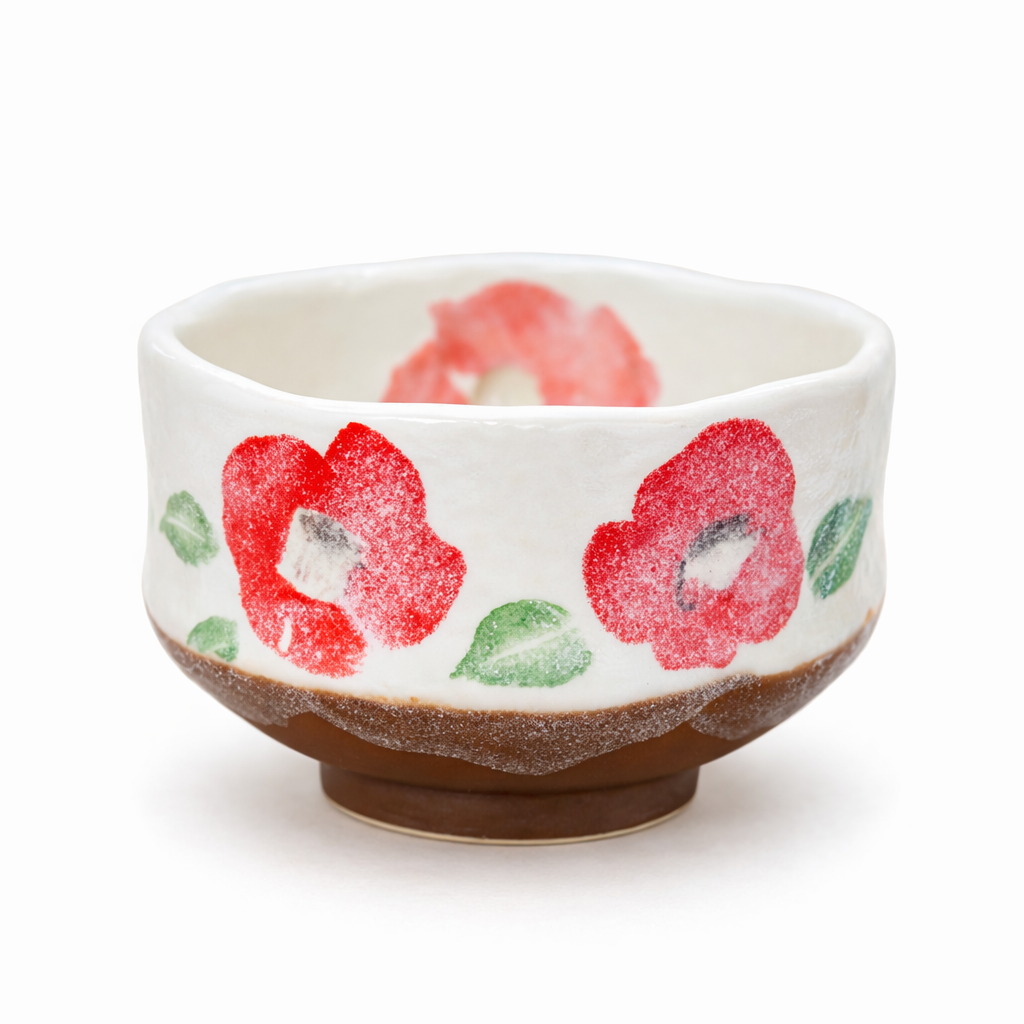 Hatsuichi Small Mino ware Bowl Scarlet Tsubaki