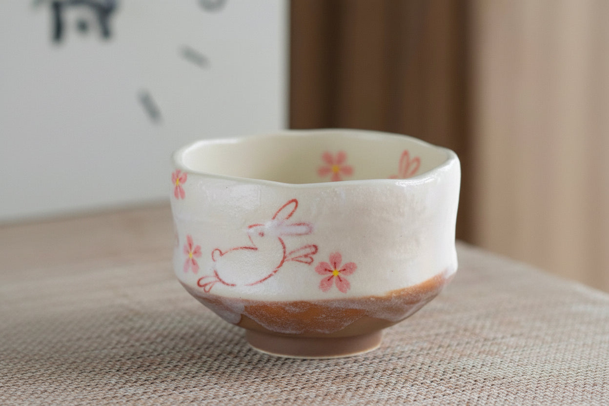 Hatsuichi Small Mino ware Bowl Hana Usagi