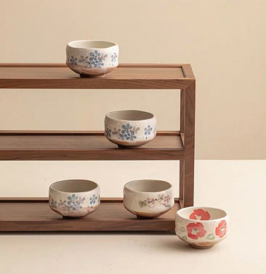 Hatsuichi Small Mino ware Bowl Blue Cherry Blossom