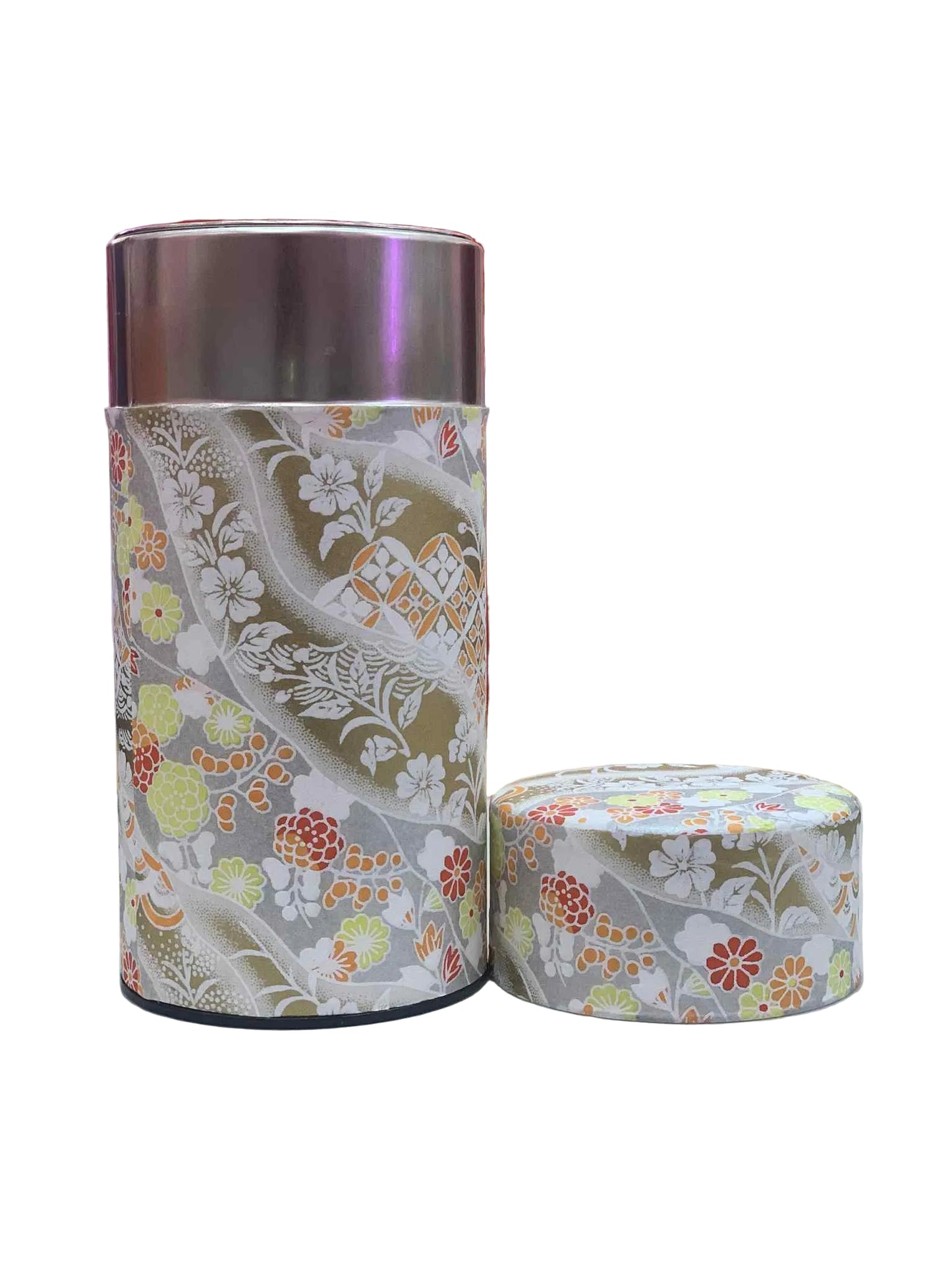 KOTODO White Gold Florals Washi Tea Canister 200g