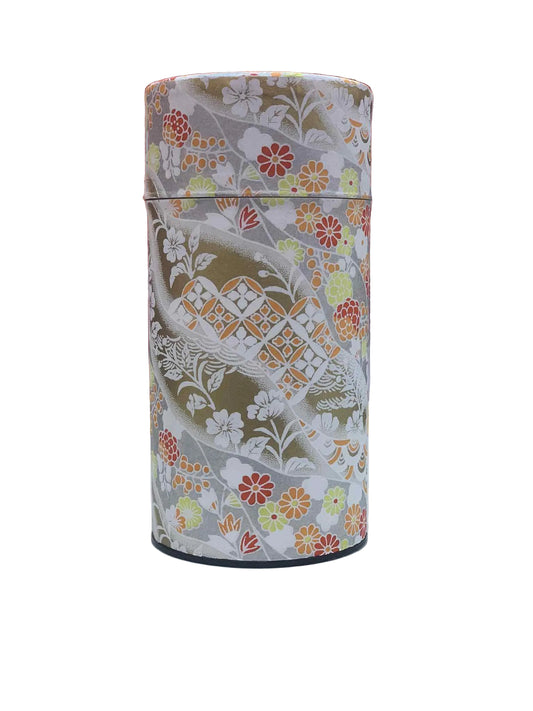 KOTODO White Gold Florals Washi Tea Canister 200g
