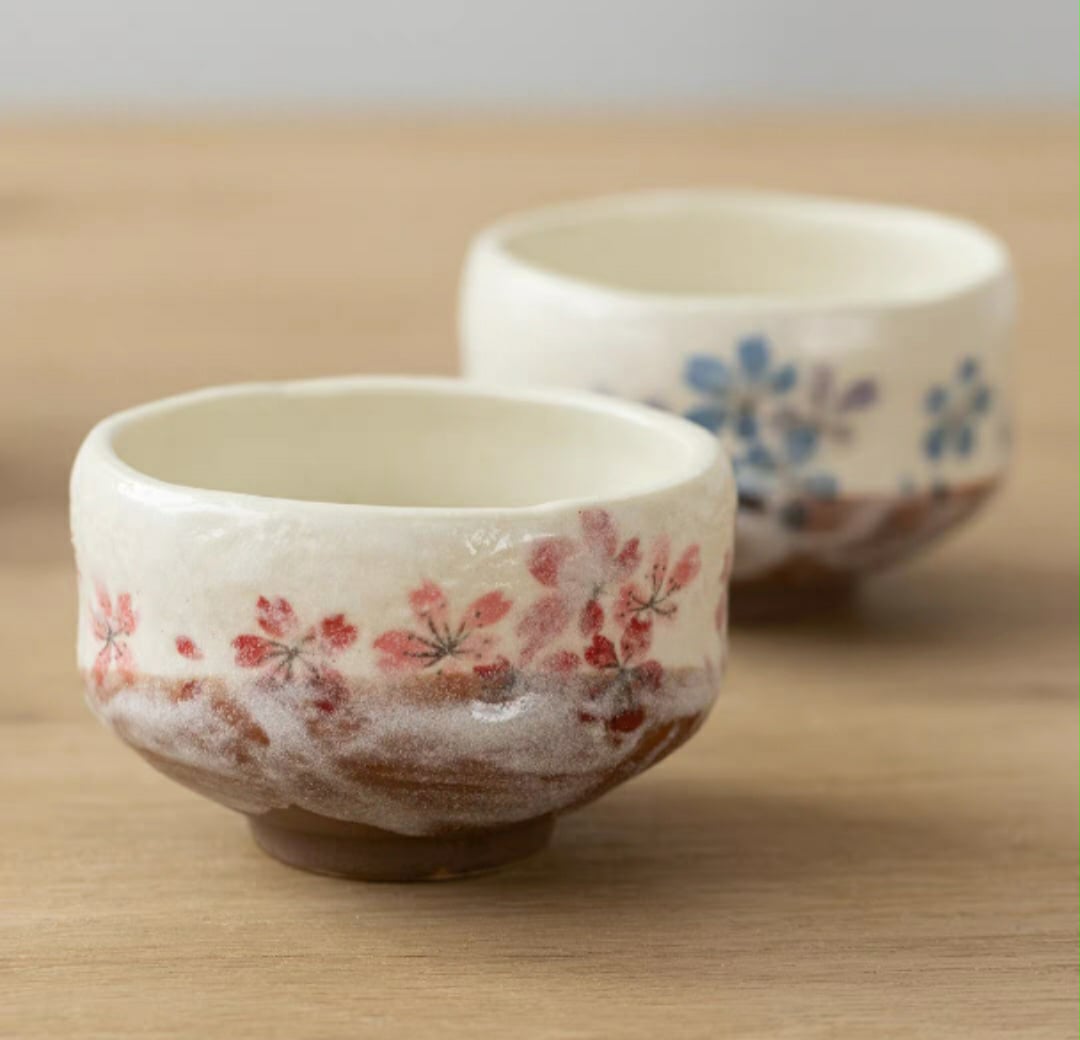 Hatsuichi Small Mino ware Bowl Blue Cherry Blossom