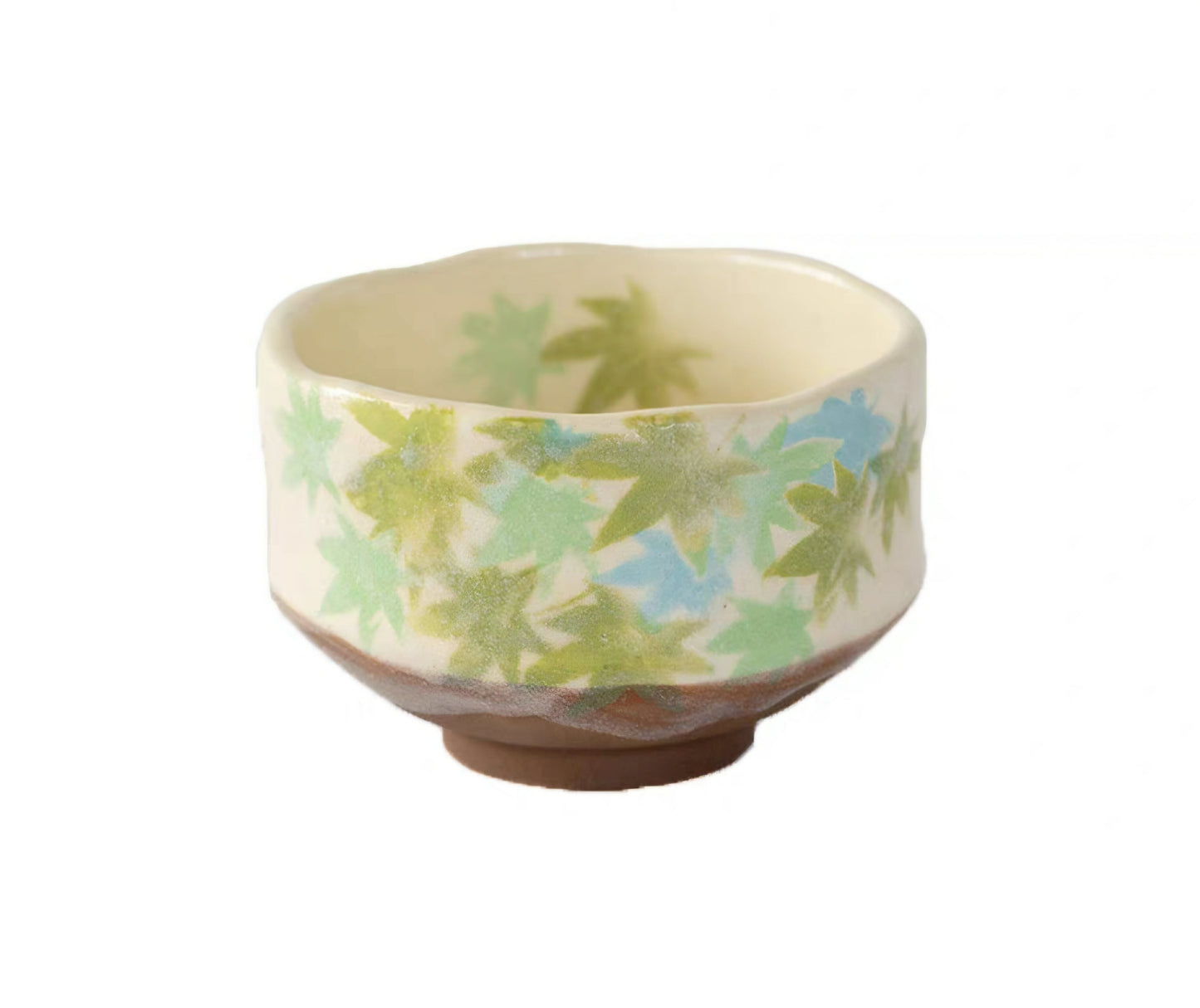 Hatsuichi Small Mino ware Bowl Green Maple Leaves