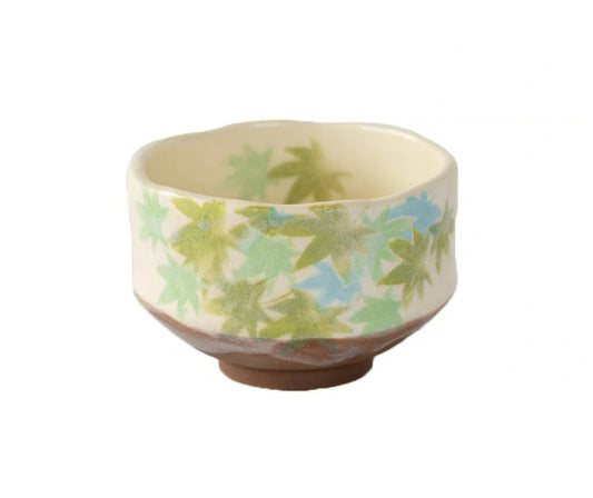 Hatsuichi Small Mino ware Bowl Green Maple Leaves